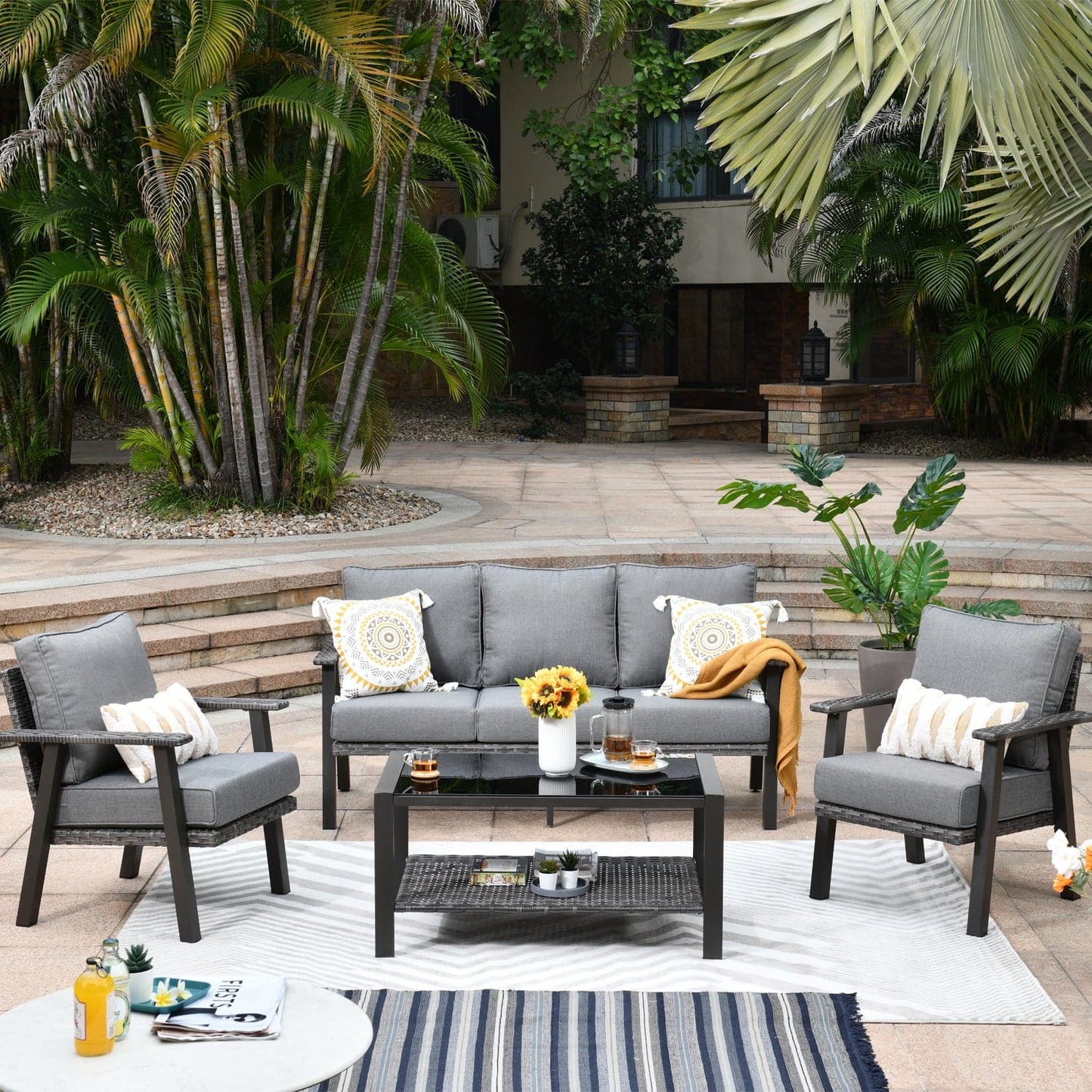 Xizzi Factory Direct Furniture patio 4 piece set Metal Bistro Set