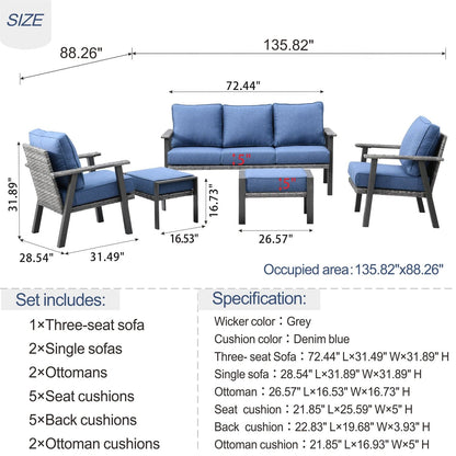 Xizzi Factory Direct Patio Furniture 5 Piece Outdoor Wicker Set Top Brand